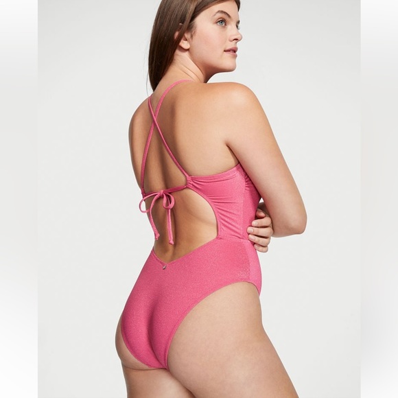 Ruched Shine Cutout One-Piece Swimsuit - Picture 2 of 3